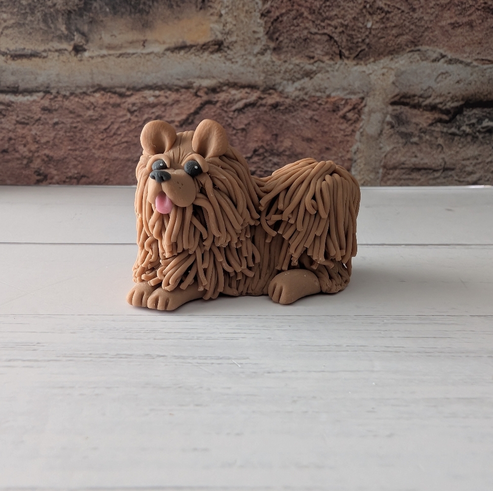 Vintage Cecile Clay Komondor Dog Signed Collectible